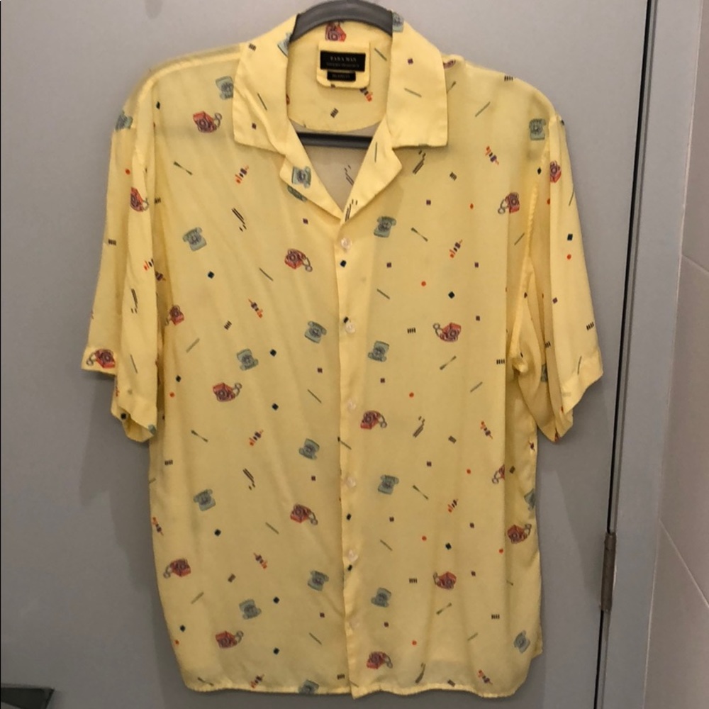Zara Man Yellow Short Sleeve Button Down